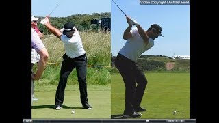 Jon Rahm golf swing  Long Iron faceon amp downtheline July 2017 [upl. by Lilhak276]