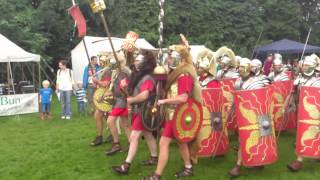 Roman Reenactment at the Amphitheatre in Caerleon Marching In [upl. by Moraj330]