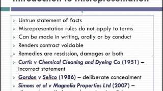 Misrepresentation Lecture 1 of 4 [upl. by Aleit]